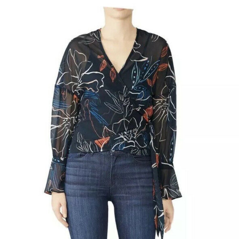 STYLESTALKER Women's Blouse Sheer Blue Size medium